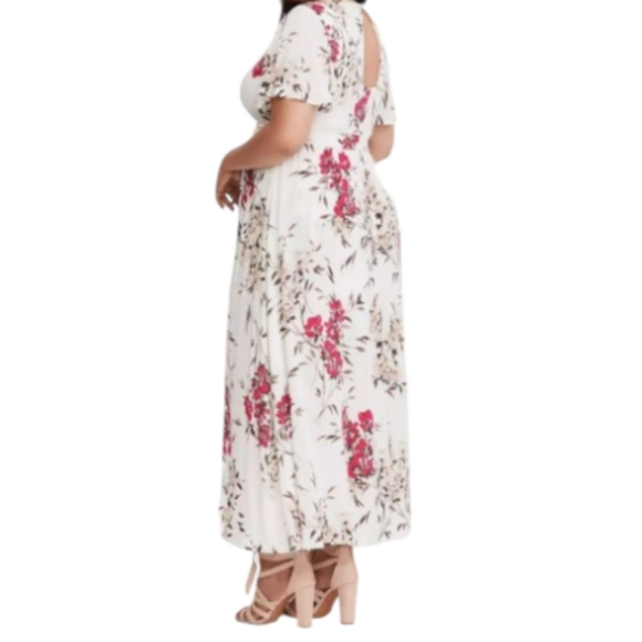 Torrid Womens White Floral Challis Overskirt Romper V-Neck Back Zip Size 16 - Picture 2 of 8